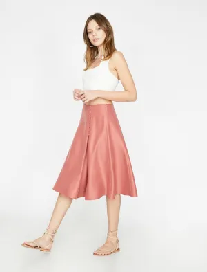 11799 Powder Button Detailed Midi Skirt