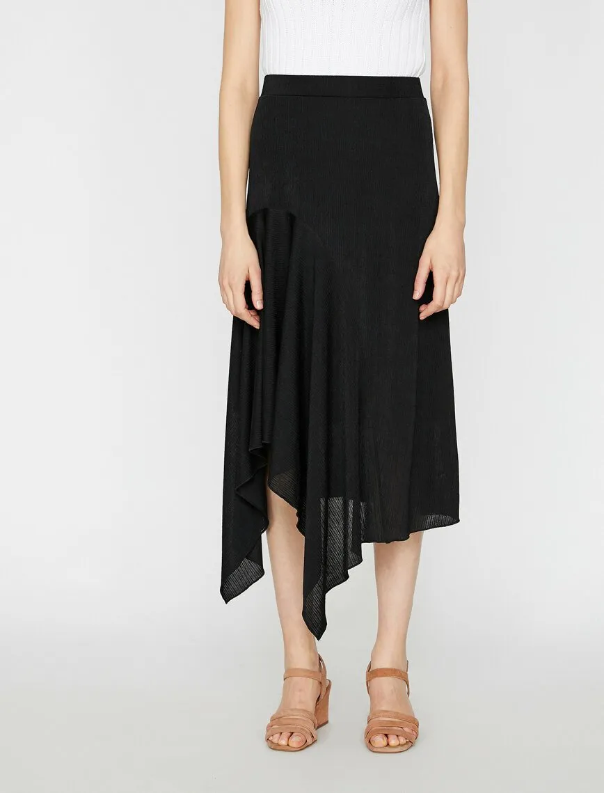 11830 Black Relaxed Fit Midi Skirt