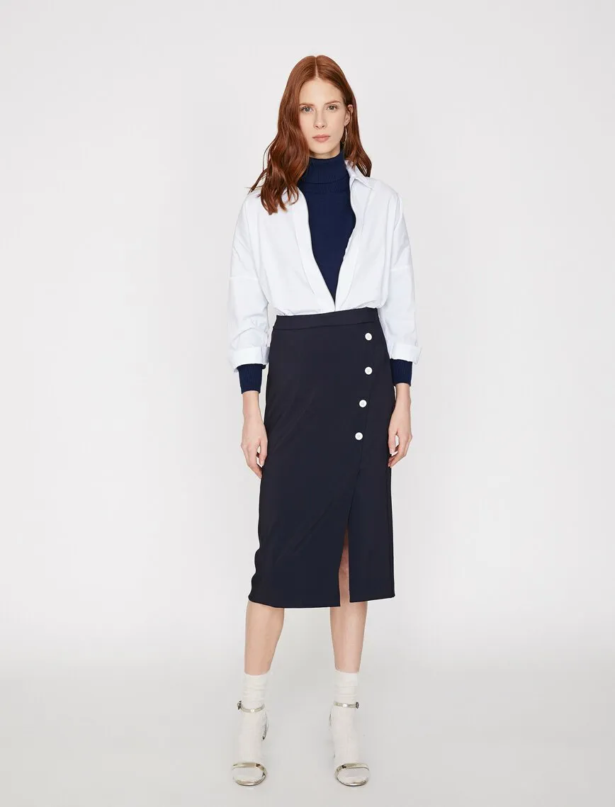 12069 Navy Midi Skirt