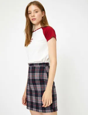 12241 Red Check Midi Skirt