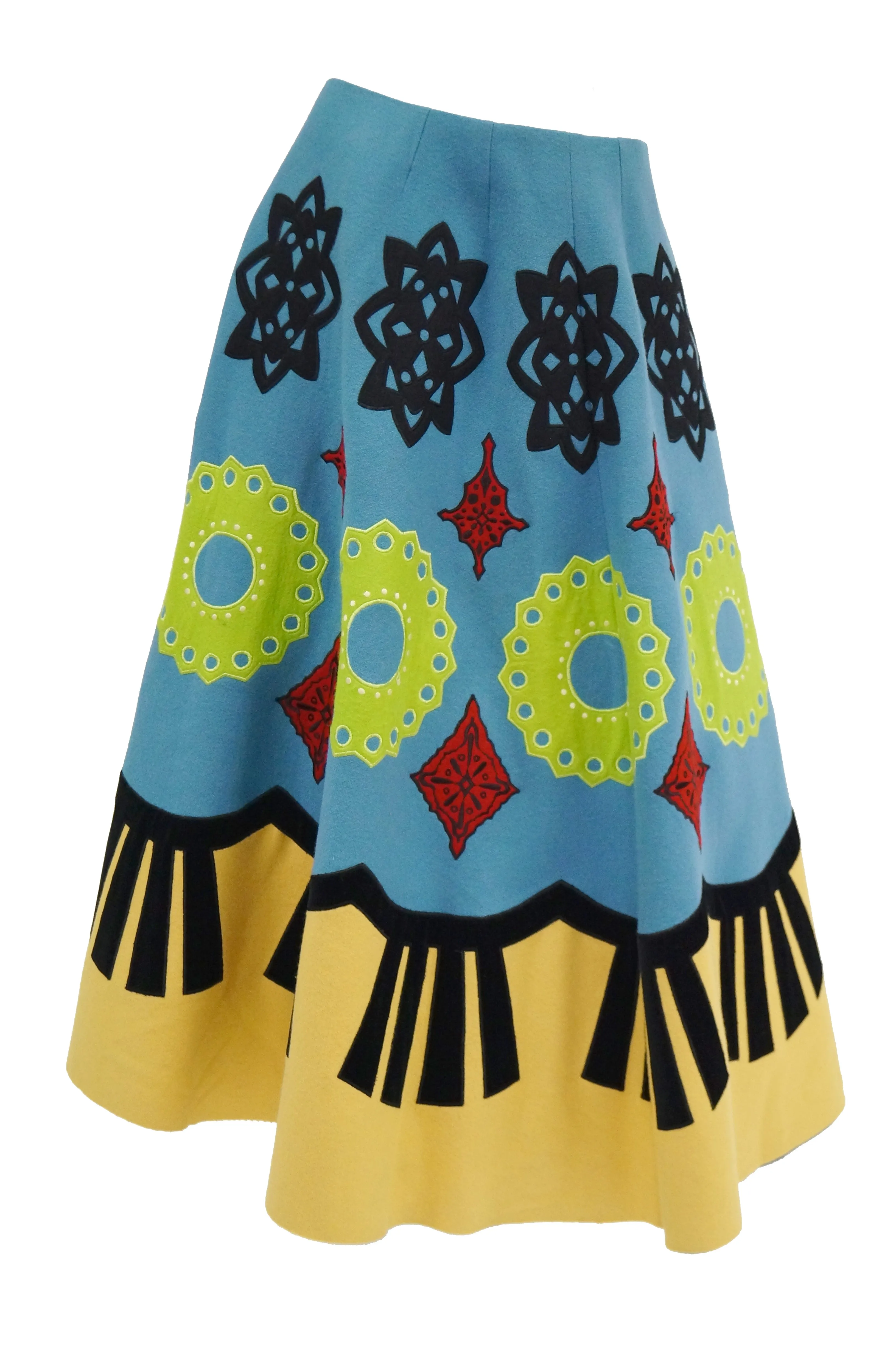 2000 Fall / Winter Keita Maruyama Blue Geometric Felt Circle Skirt