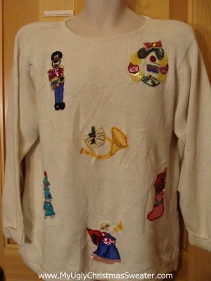 80s Christmas Sweater Jumper with Bling Nutcracker