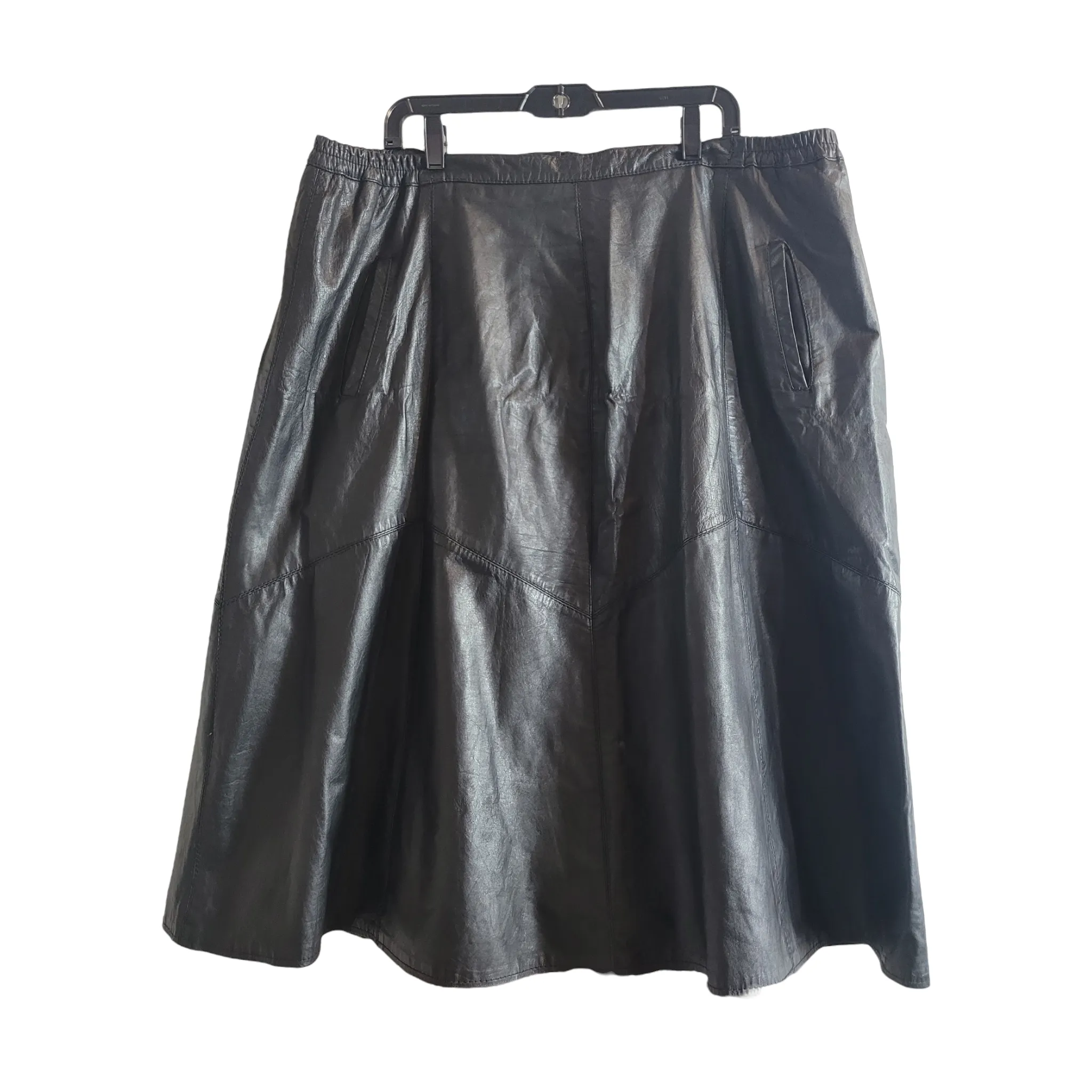 80s Vintage Black Leather Skirt Size XXL