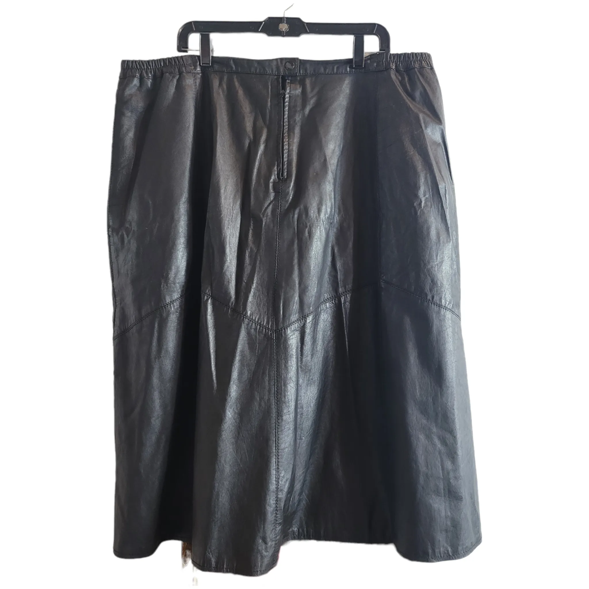 80s Vintage Black Leather Skirt Size XXL