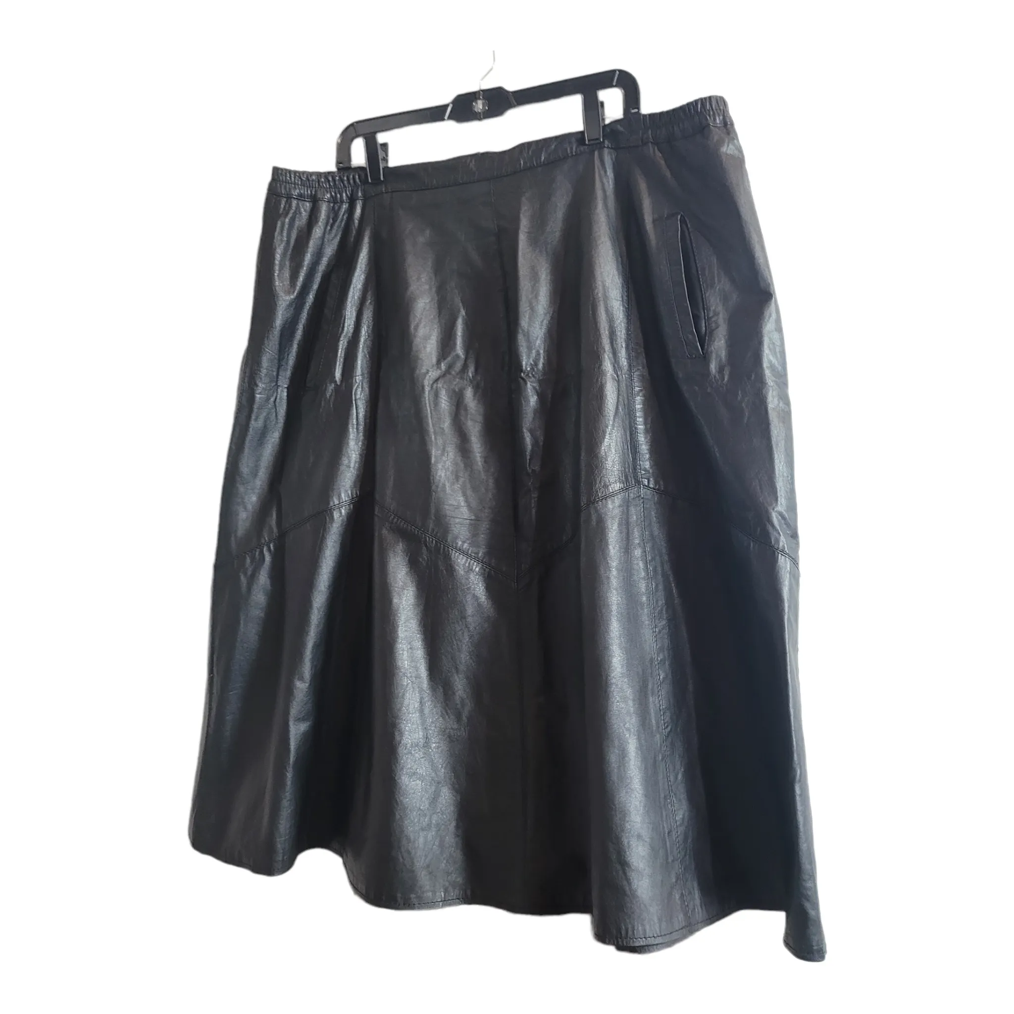 80s Vintage Black Leather Skirt Size XXL