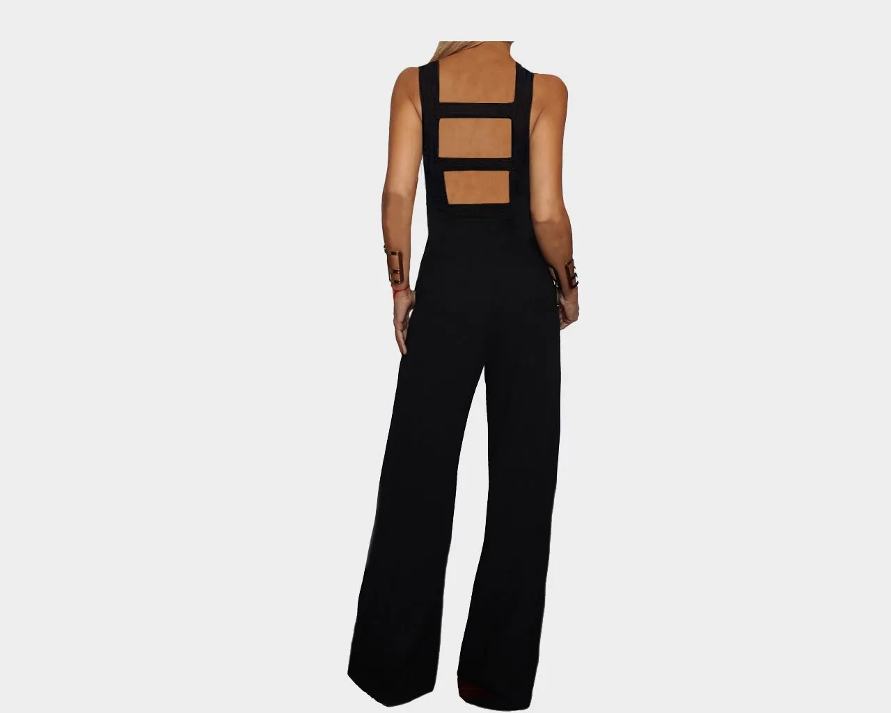 9.9 Black Deep V Jumpsuit - The Bel Air