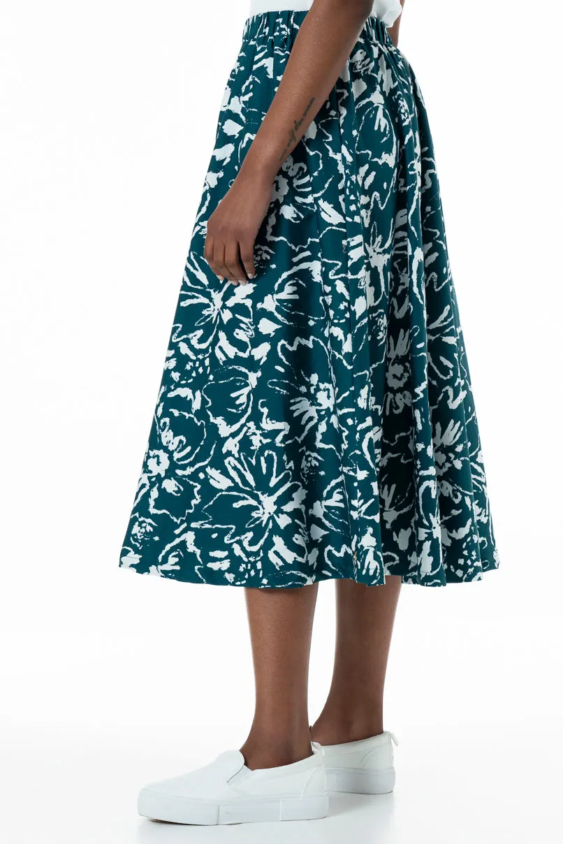 A-Line Midi Skirt _ 152025 _ Teal