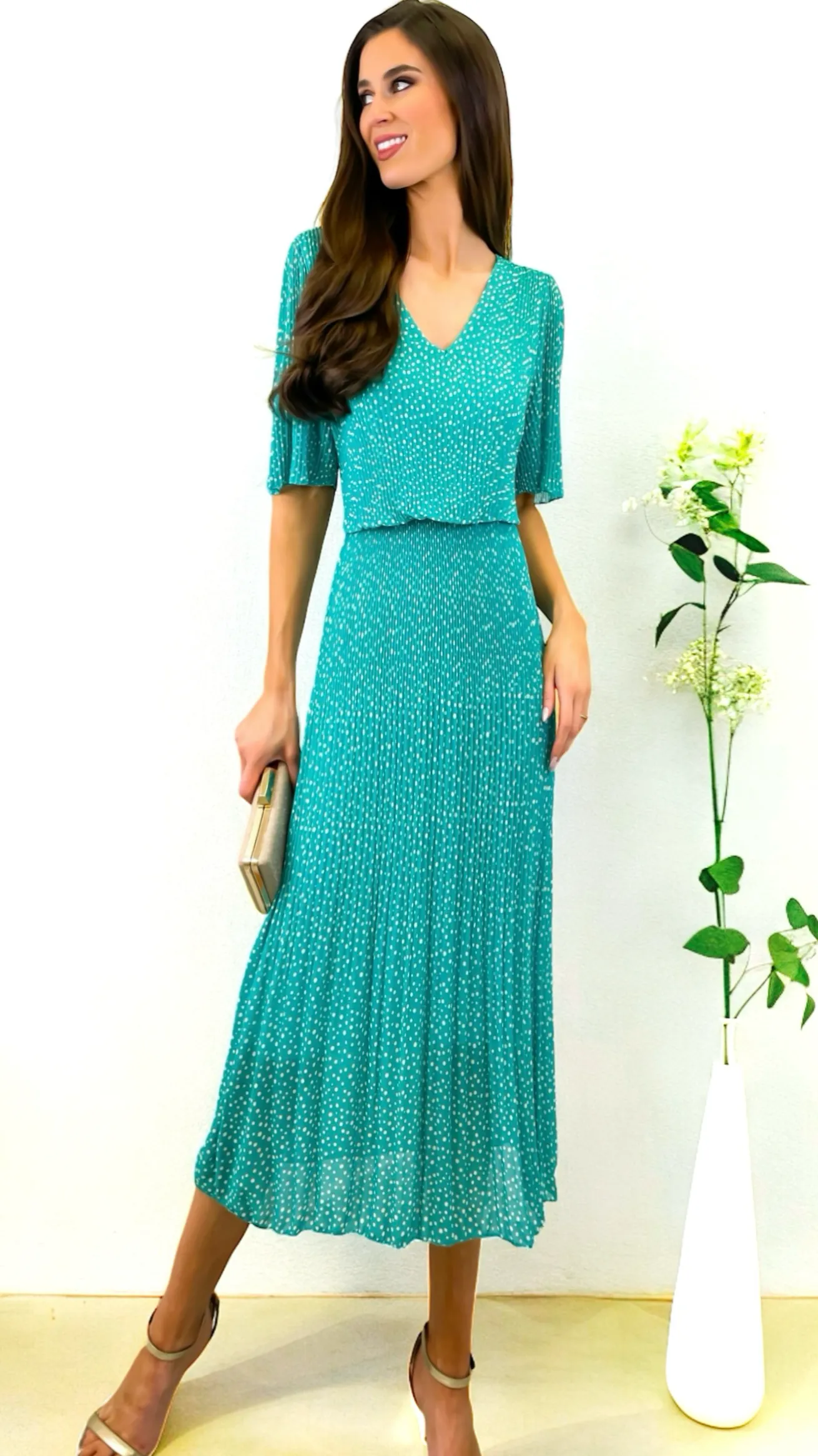 A1742 Jade Dotty Loose Top Dress