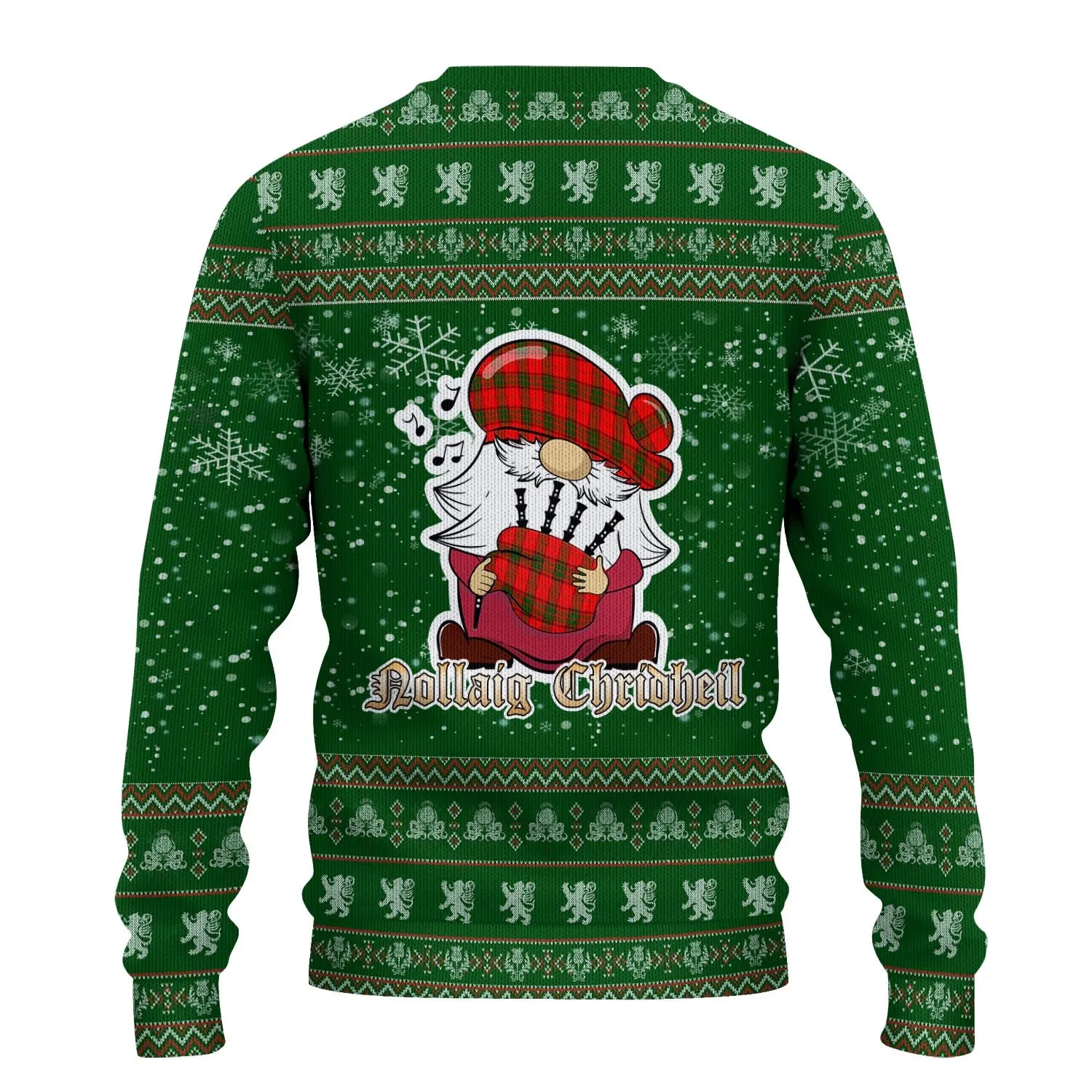 Adair Clan Christmas Family Ugly Sweater with Funny Gnome Playing Bagpipes