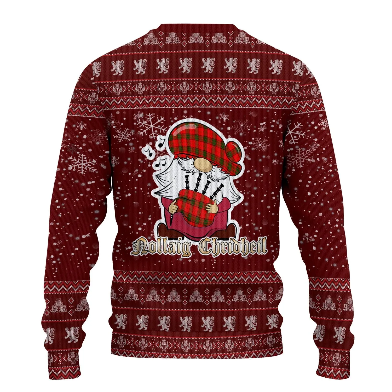 Adair Clan Christmas Family Ugly Sweater with Funny Gnome Playing Bagpipes