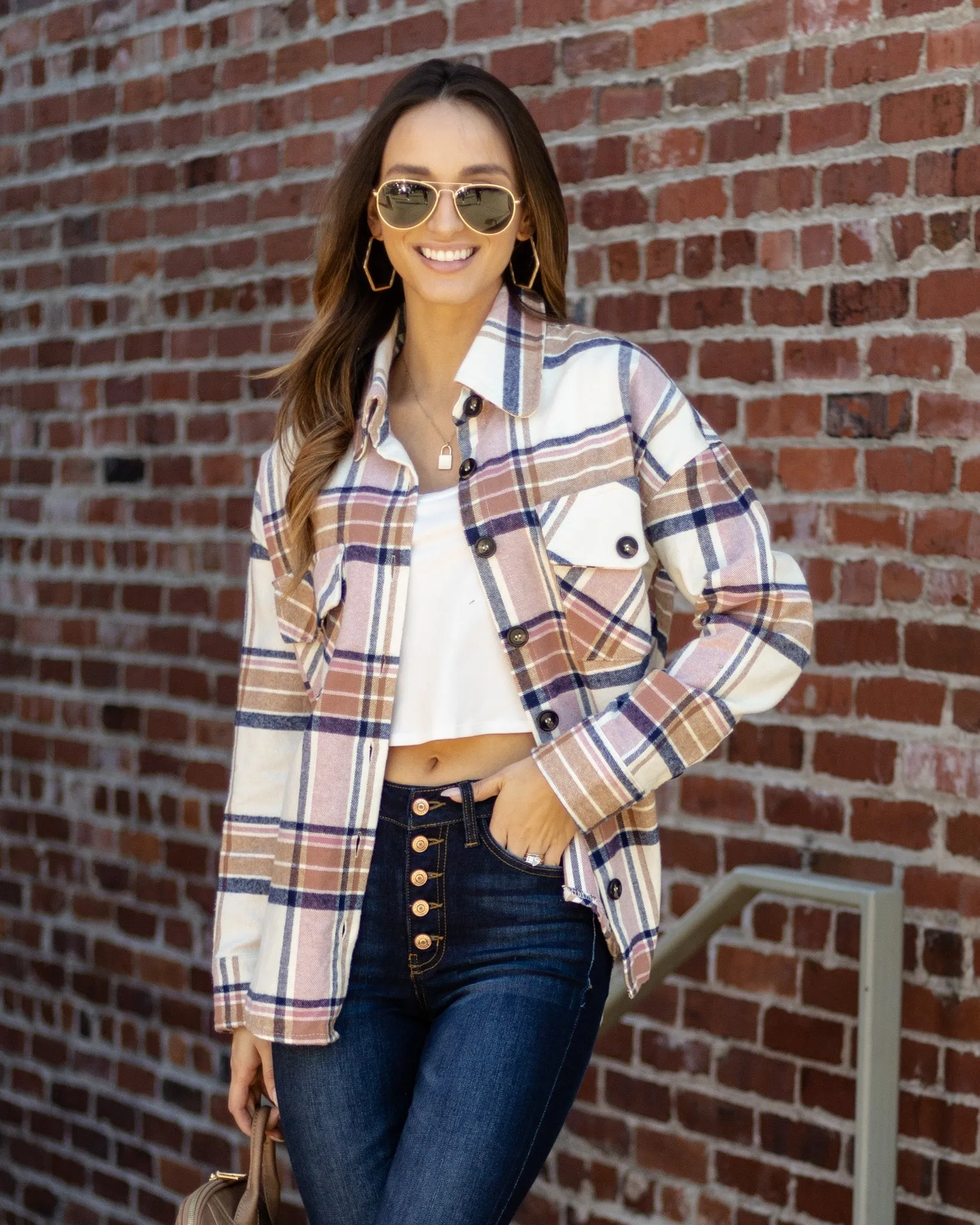 Adrian Plaid Shacket - Pink Multi