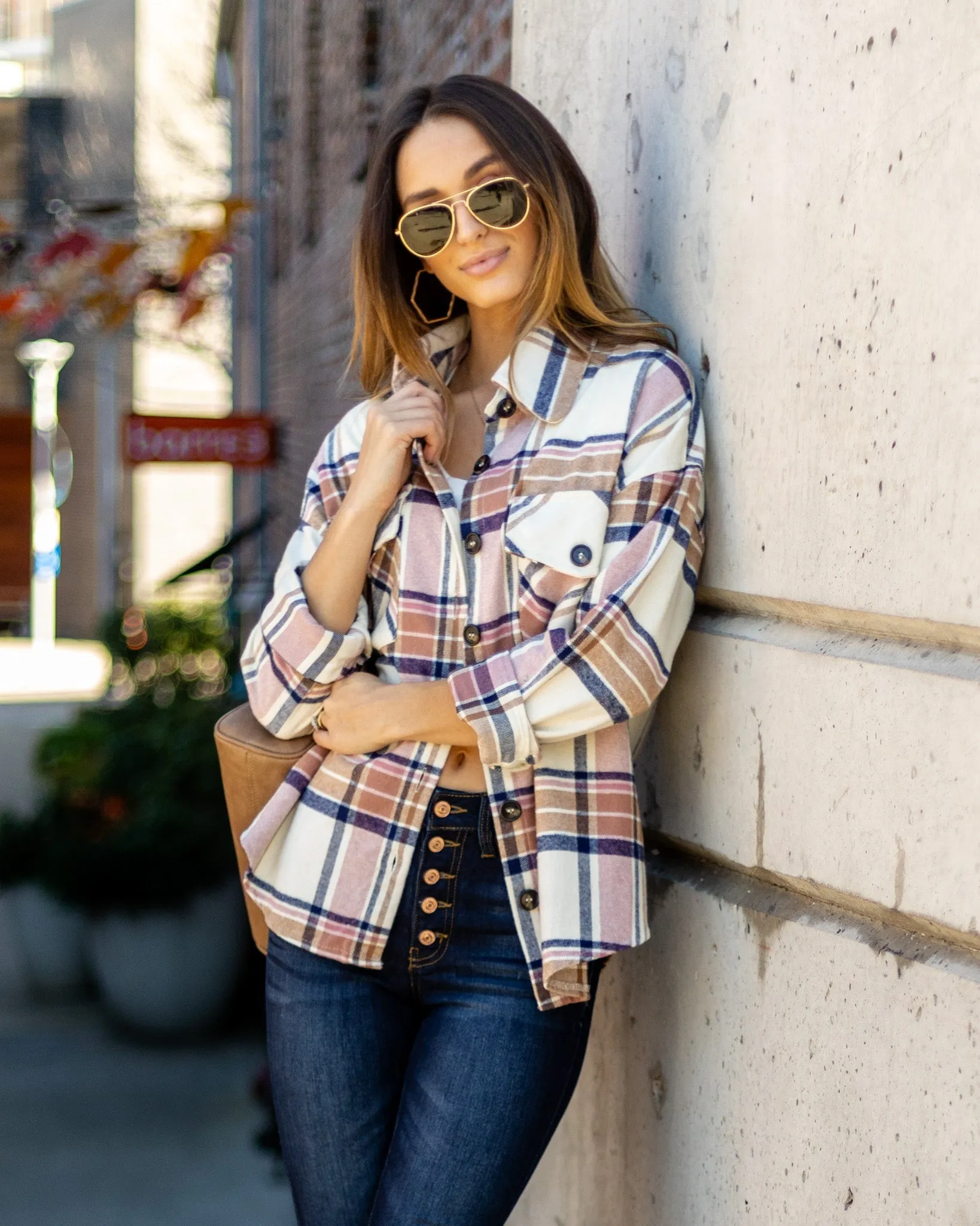 Adrian Plaid Shacket - Pink Multi