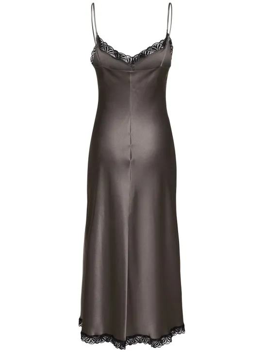 Alberta Ferretti   Satin &amp; lace midi dress 