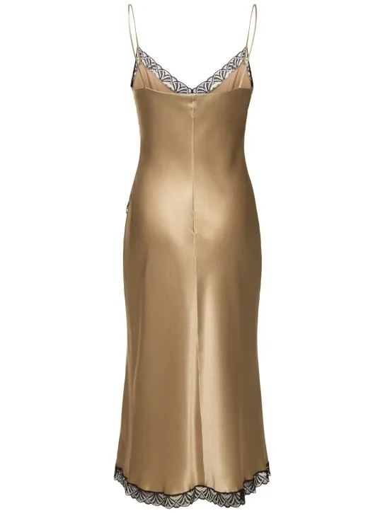 Alberta Ferretti   Satin &amp; lace midi dress 