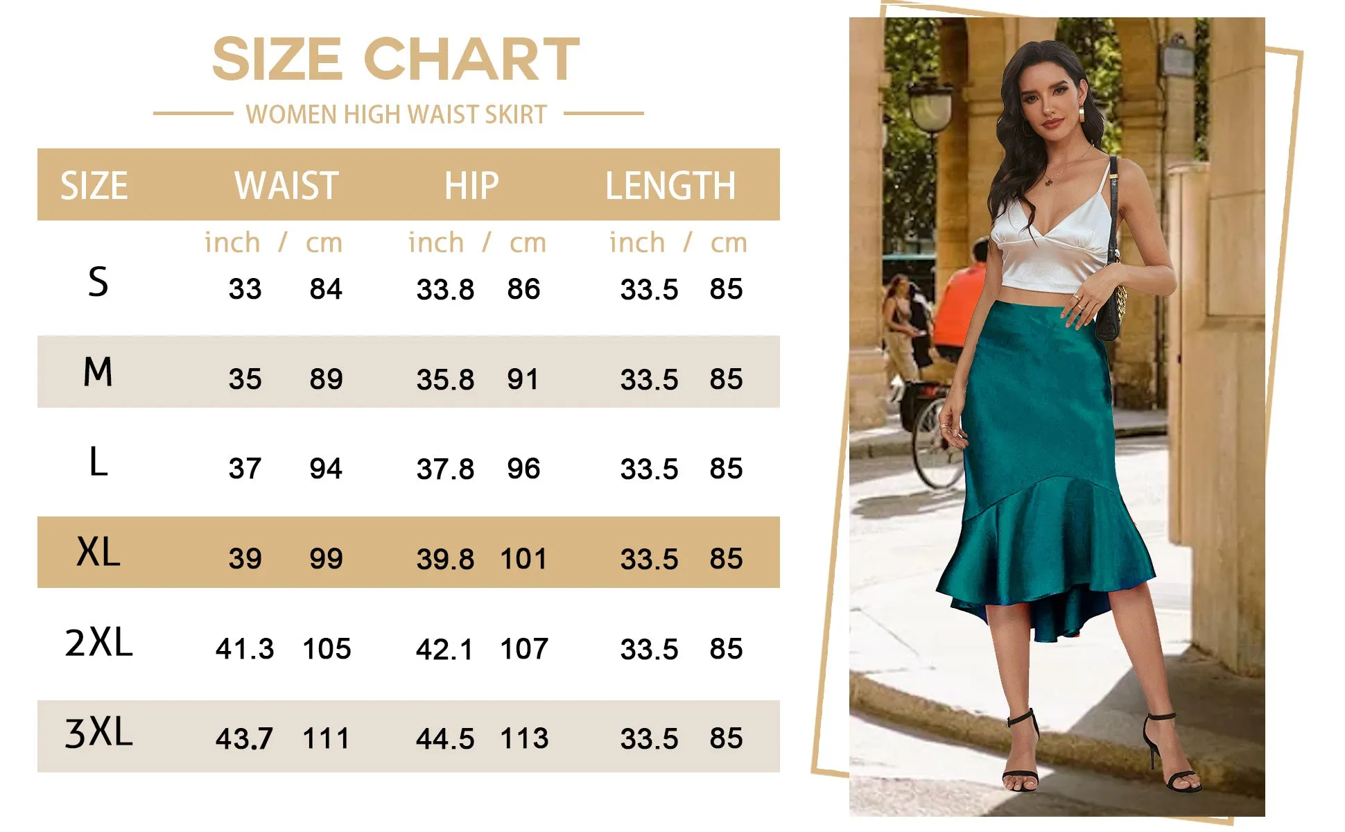 ALCEA ROSEA Women High Waist Satin Skirt Fishtail Silky Skirts Bodycon Stretchy Mermaid Pencil Midi Skirt Blackish Green