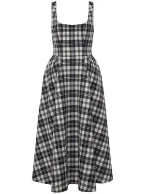 Alessandra Rich   Wool tartan midi dress 