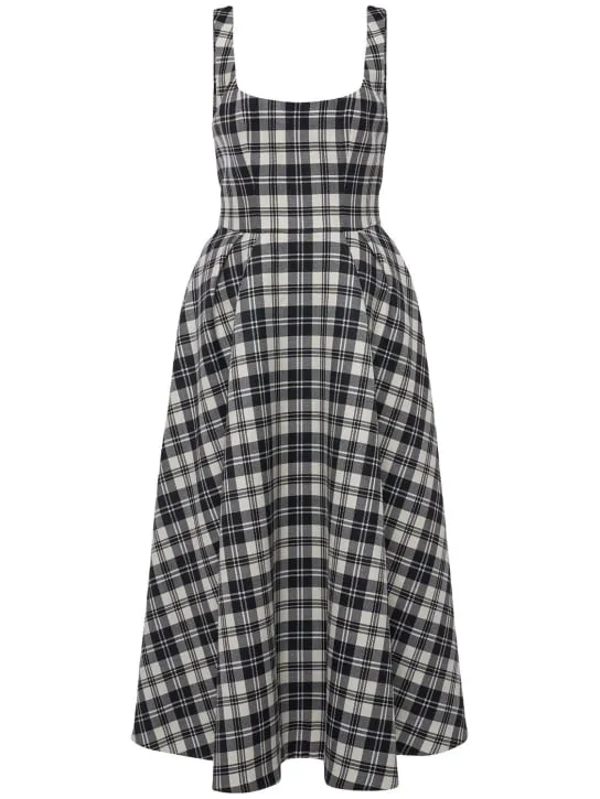 Alessandra Rich   Wool tartan midi dress 