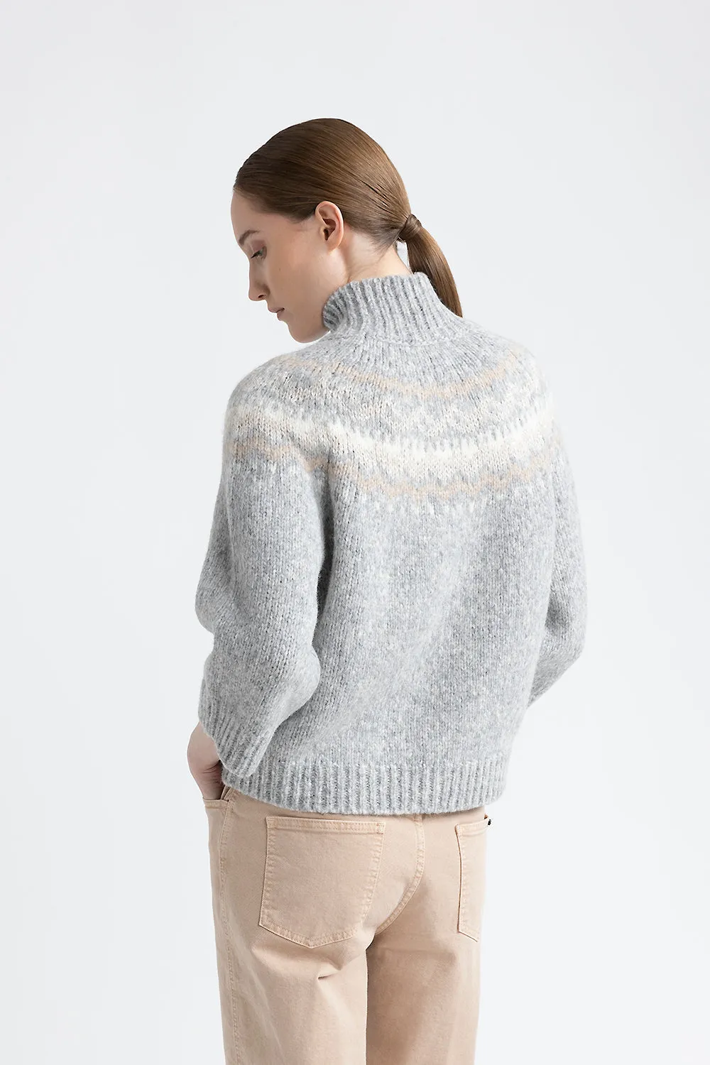 Alpaca and wool jacquard high neck sweater