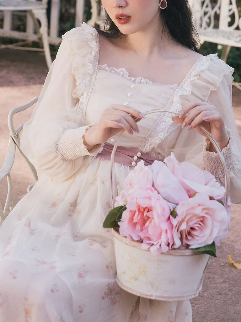 Apricot Ruffles Lace Long Sleeve Vintage 1950S Swing Victoria's Fairy Dress