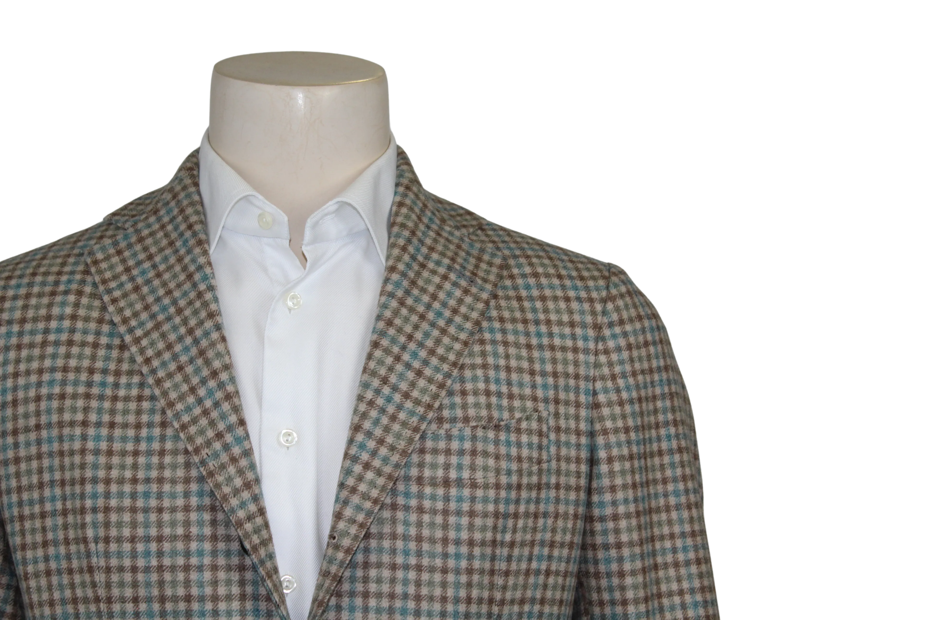 Aqua Brown Tan Check Sport Coat