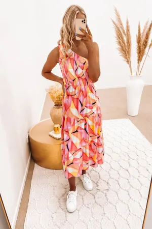 Ashton Midi Dress Pink Multi