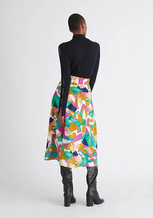 Asymmetric Geometrical Print Skirt