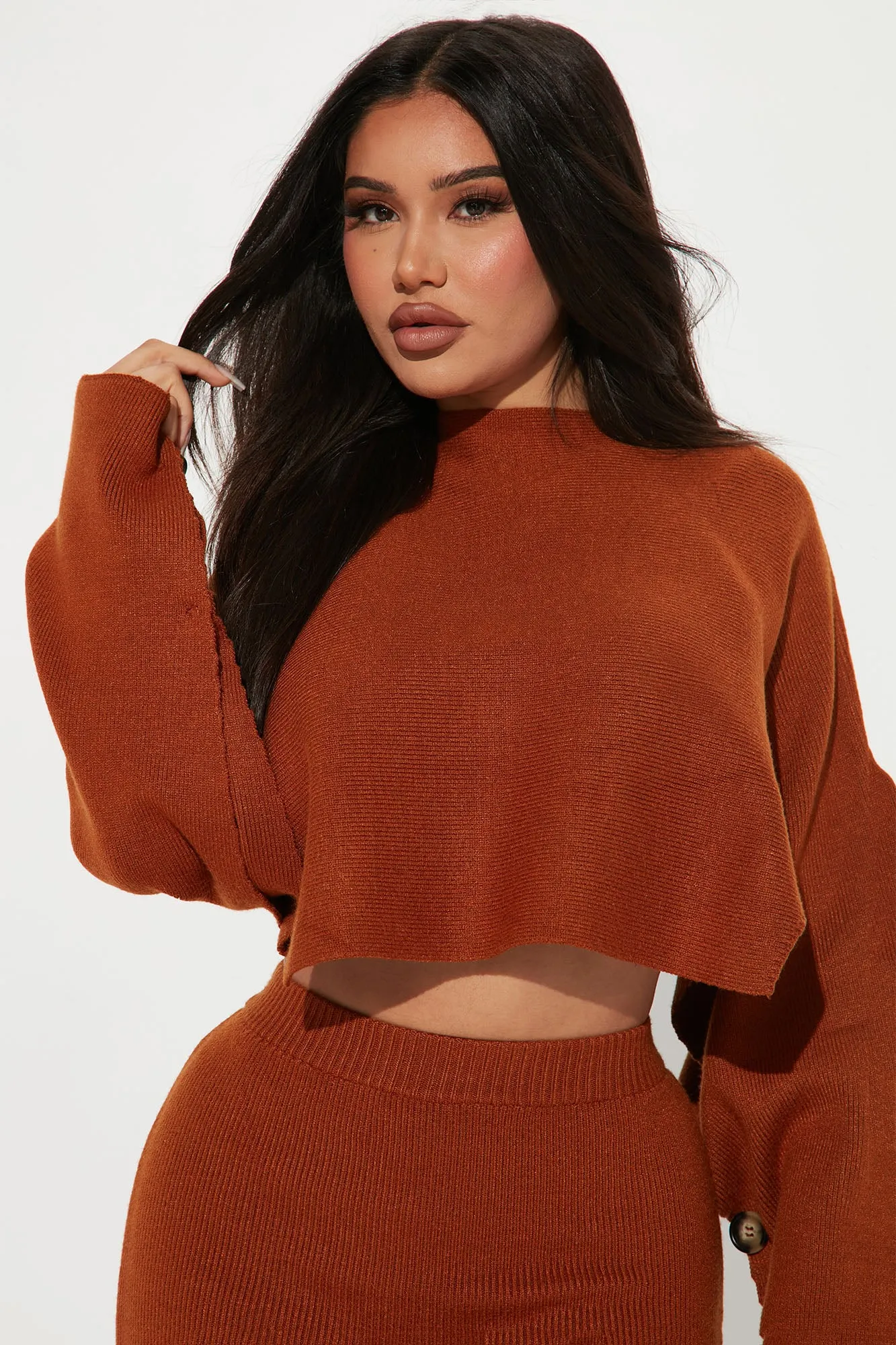 Aubrey Sweater Skirt Set - Rust