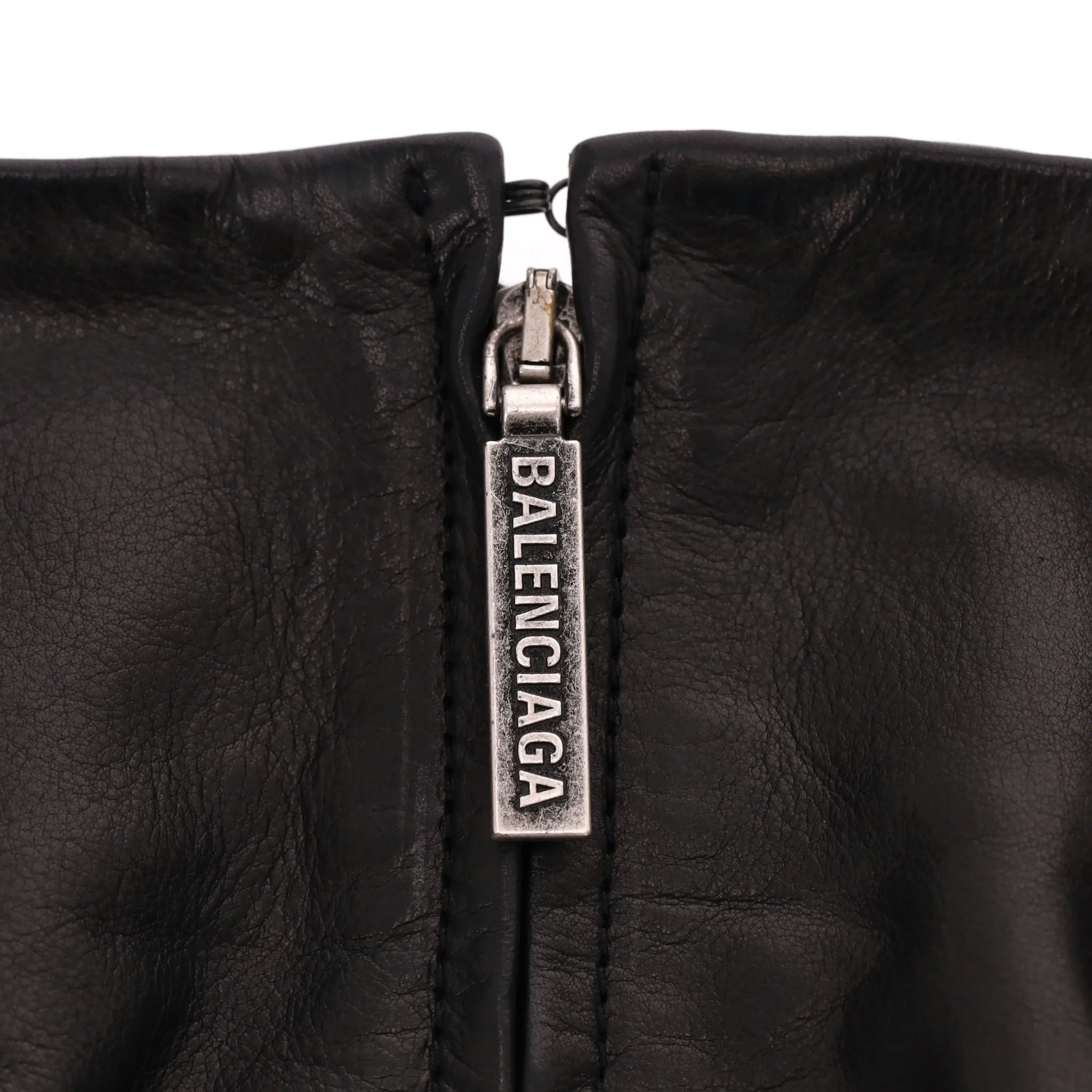 Balenciaga Leather Godet Skirt. Size 38FR