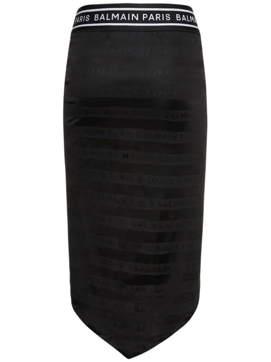 Balmain   Striped jacquard midi sarong w/ belt 