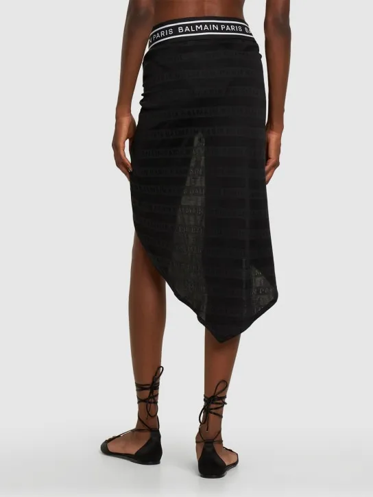 Balmain   Striped jacquard midi sarong w/ belt 