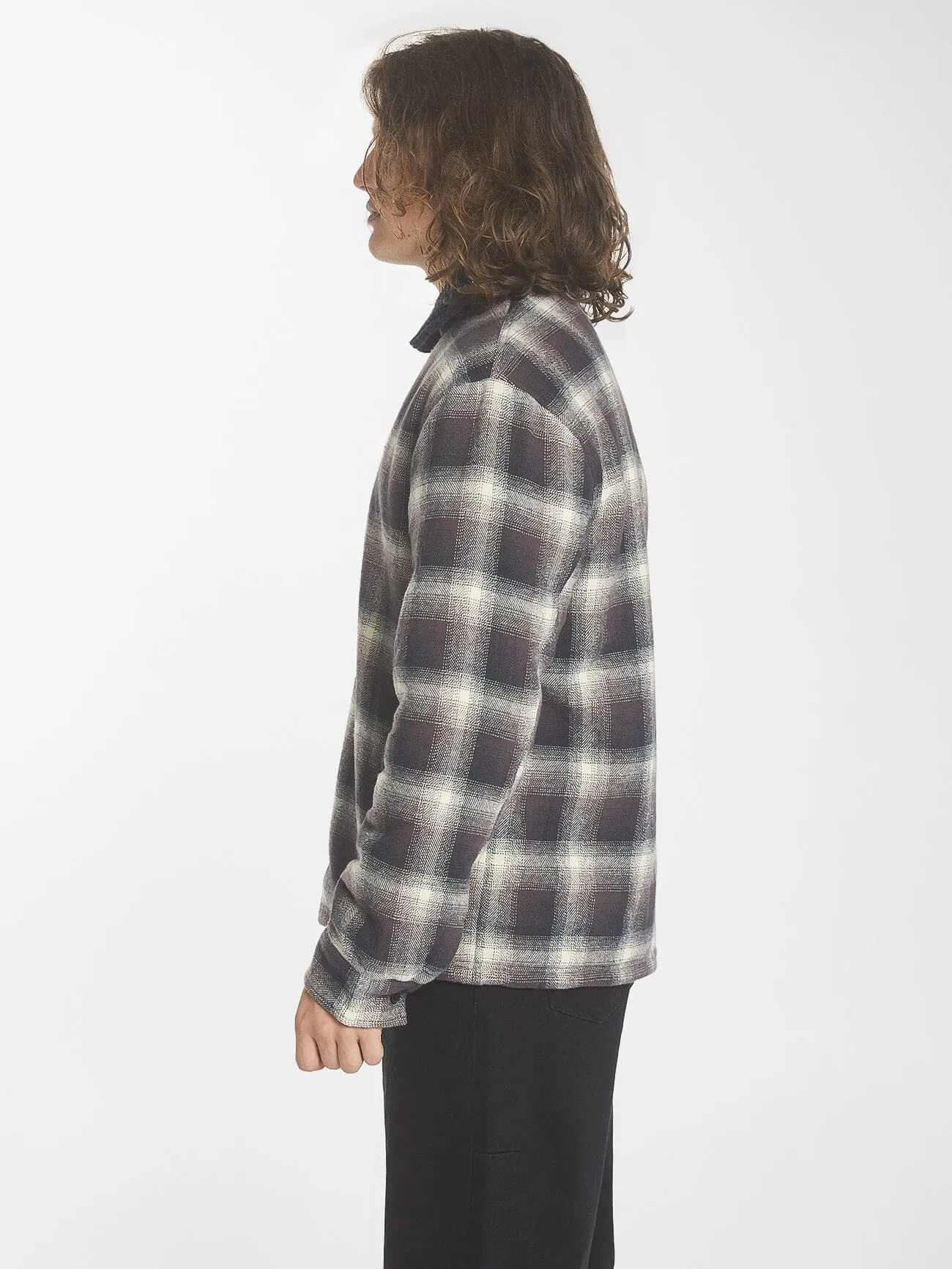 Barrio Quilt Sherpa Flannel Jacket - Deep Plum