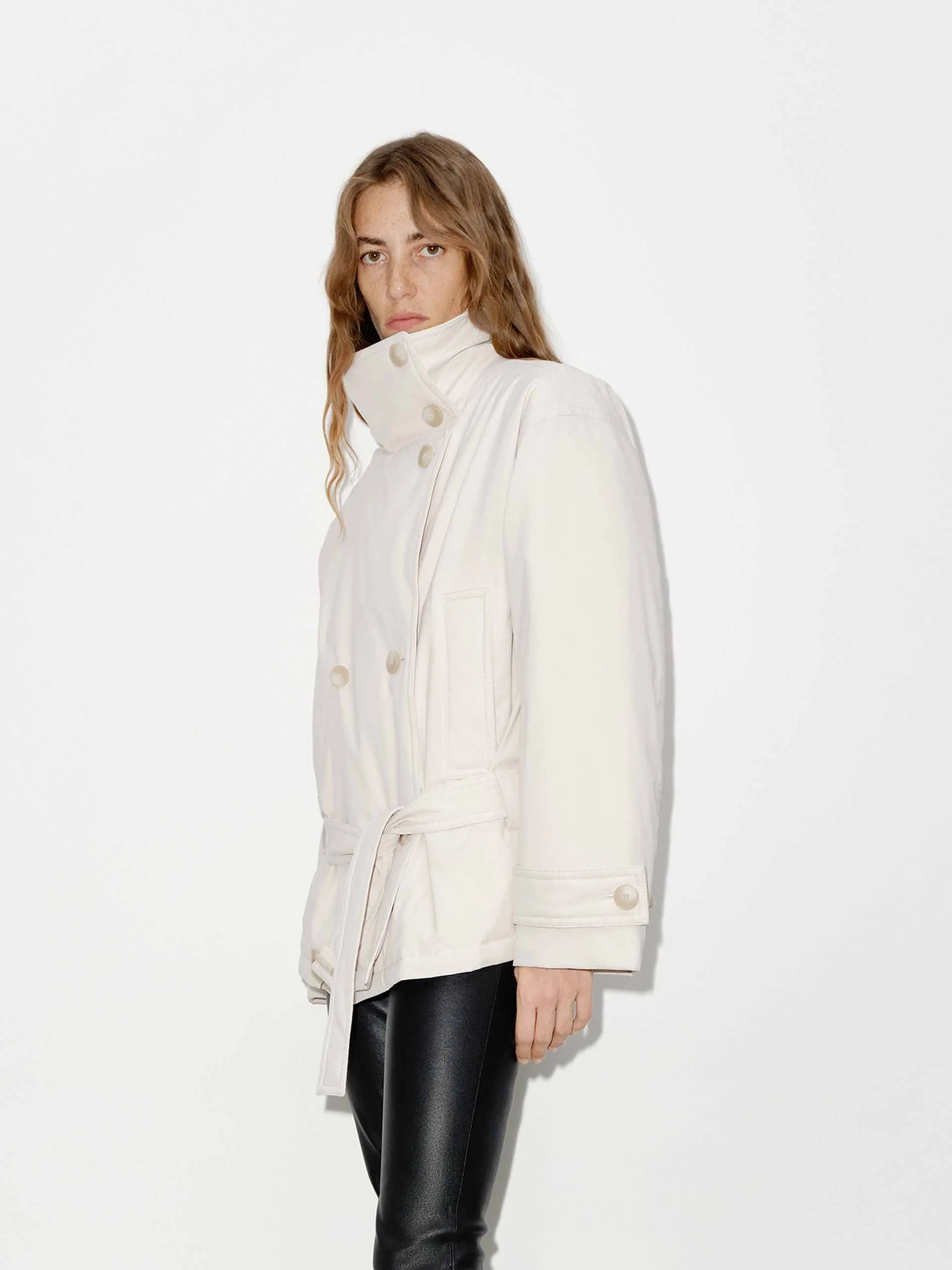 Belted Midi Length Down Jacket