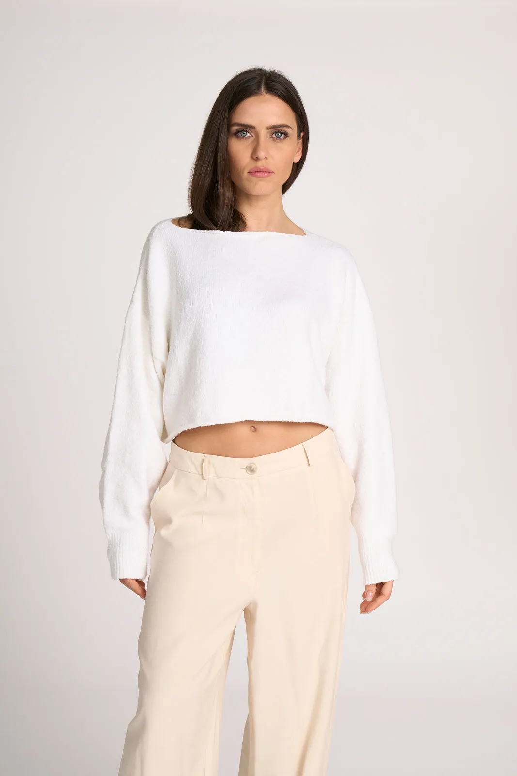 Bio Gaga -Crop Sweater with Boat Neck