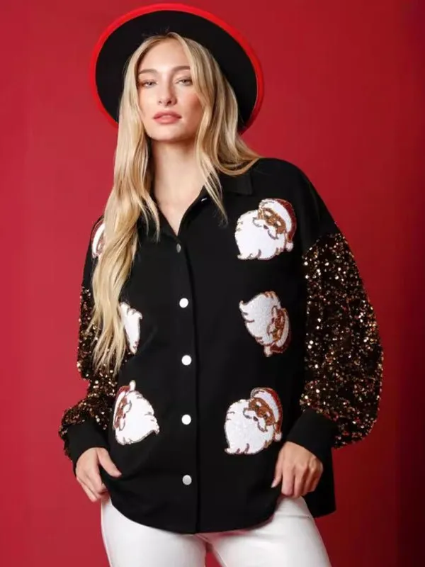 Black Santa Sequins Shacket