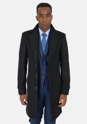 Black Wool Classic Overcoat