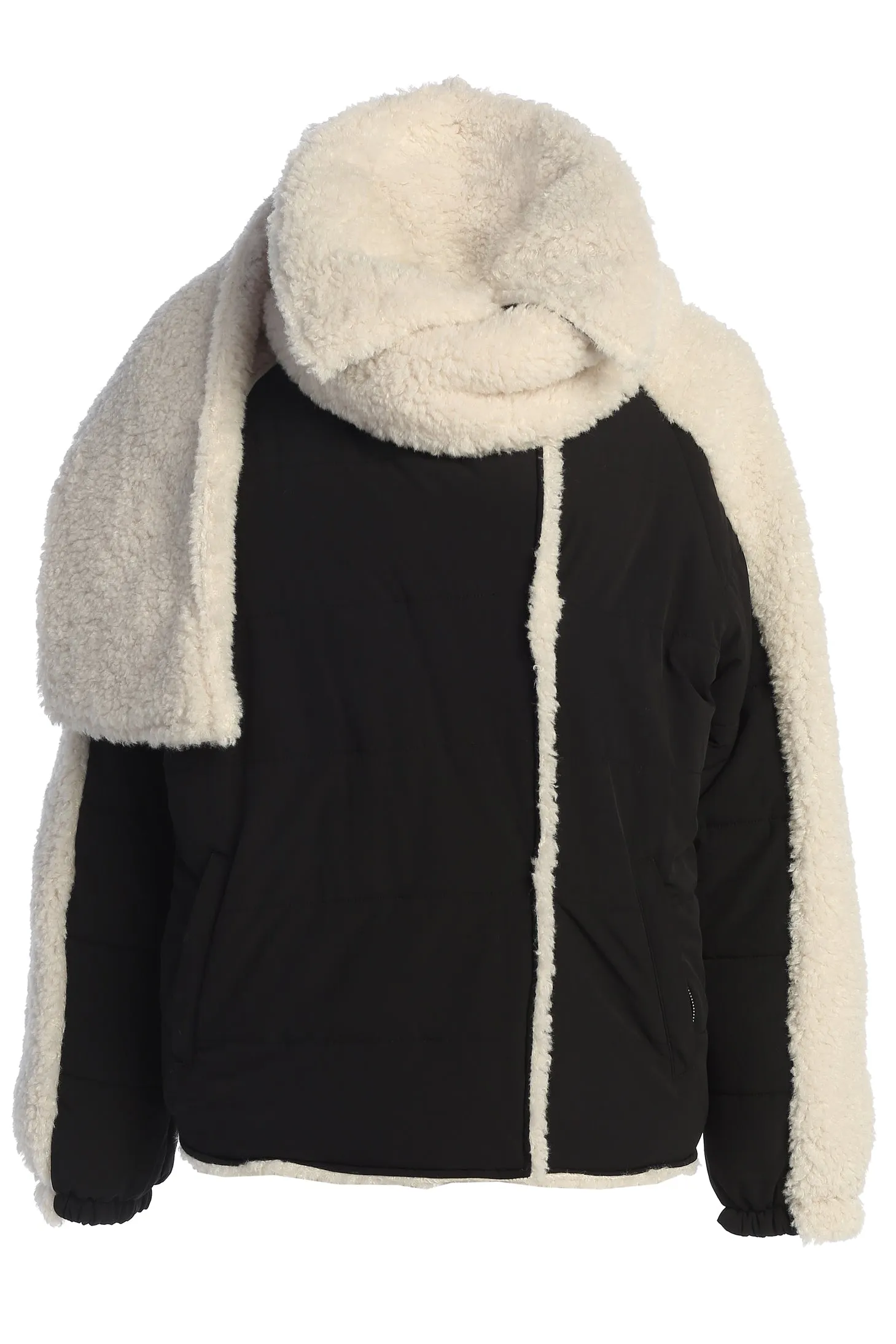 Black/Ivory Contrast Sherpa Jacket