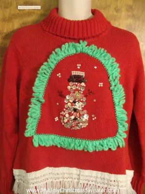 Bling Snowman and Snowflakes Christmas Sweater