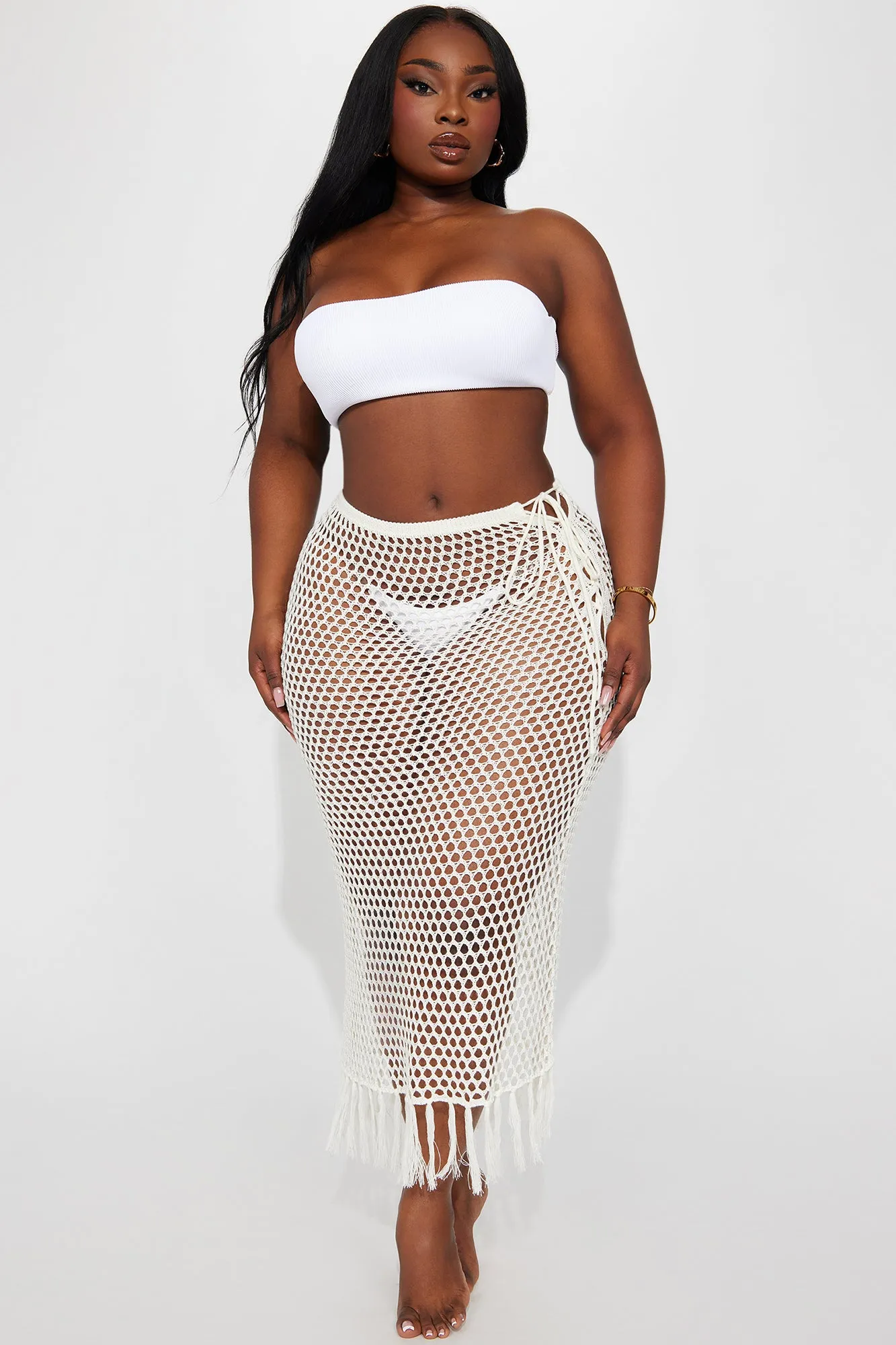 Boats In The Caribbean Cover Up Skirt - White