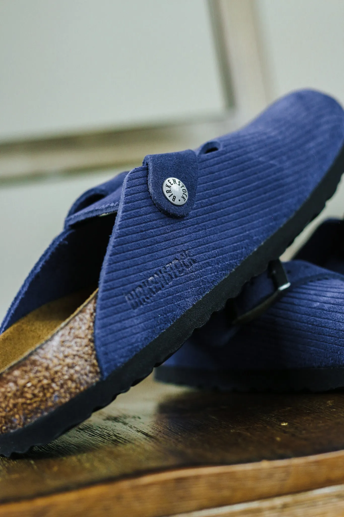 Boston Suede Embossed Slip on Shoe by Birkenstock- Indigo Blue