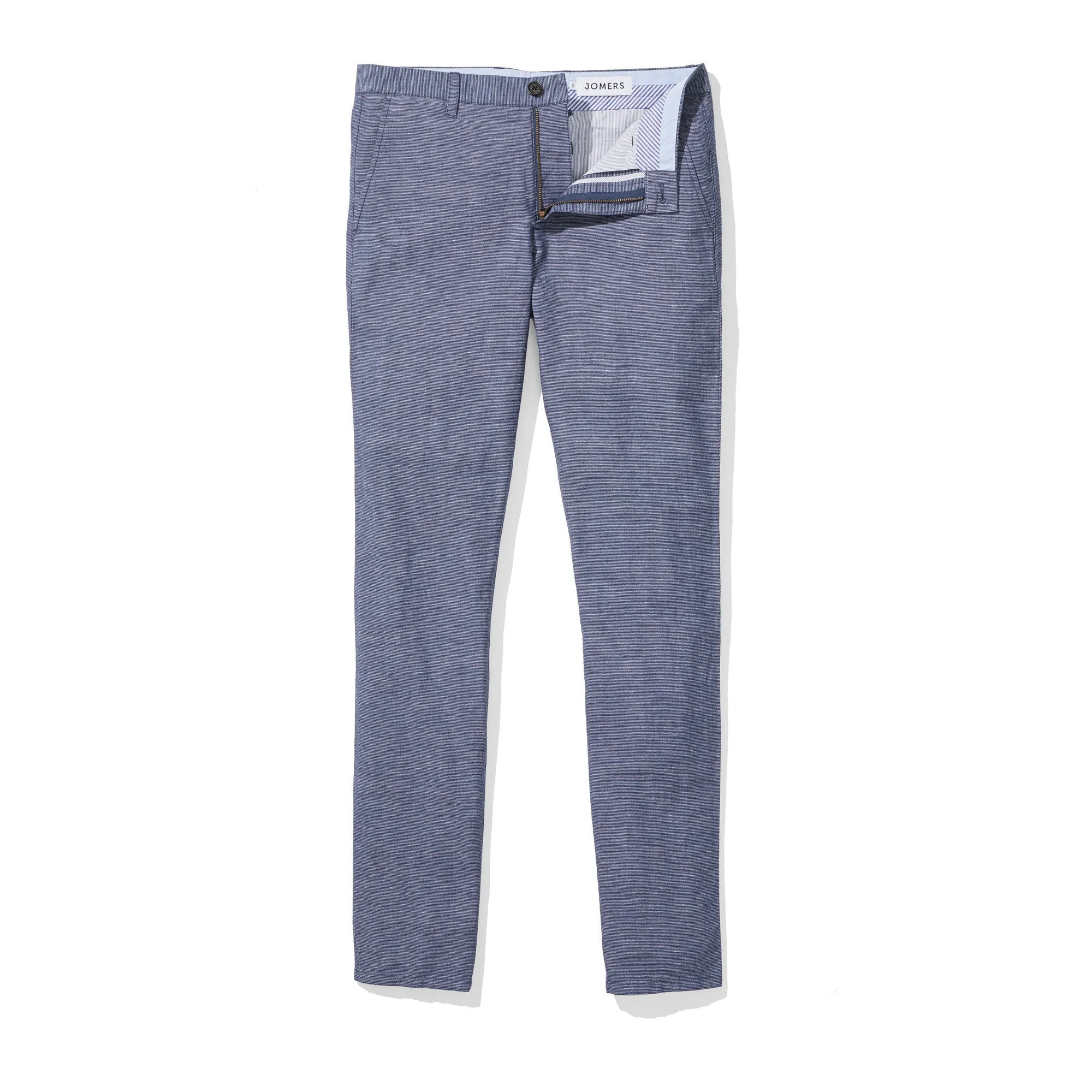 Bretton (Slim) - Blue Stripe Irish Linen Cotton Stripe Chinos