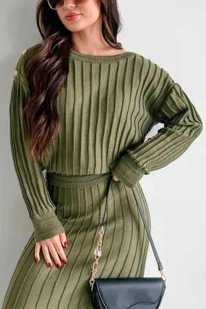 Business Talks Button Detailed Sweater (Olive)