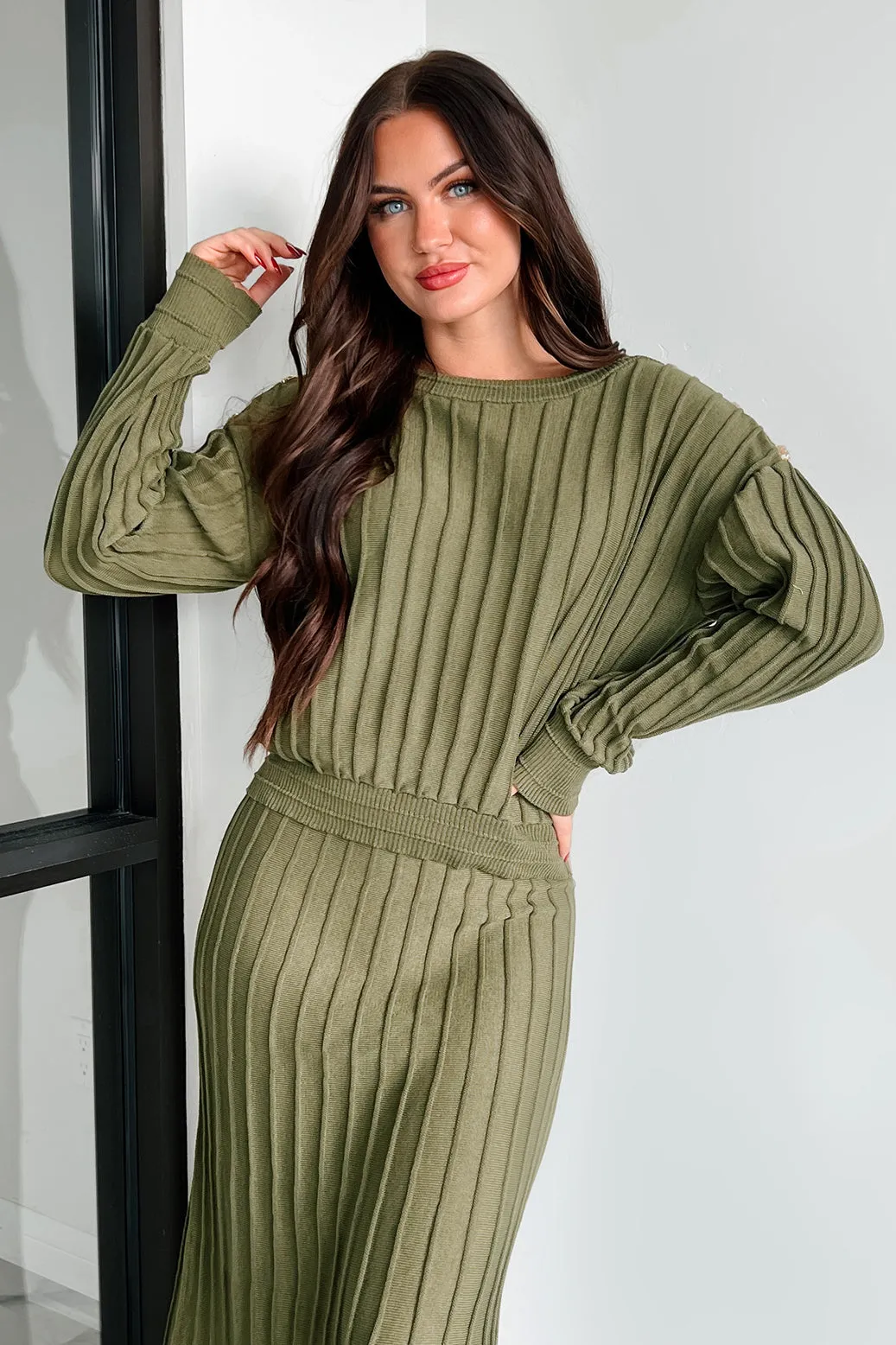 Business Talks Button Detailed Sweater (Olive)