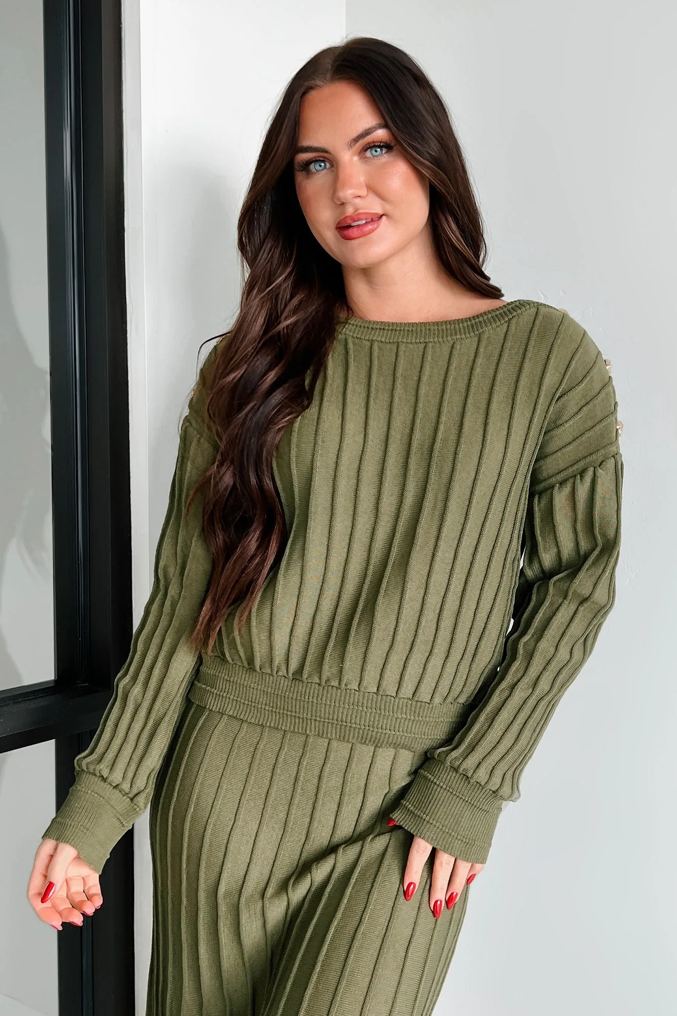 Business Talks Button Detailed Sweater (Olive)