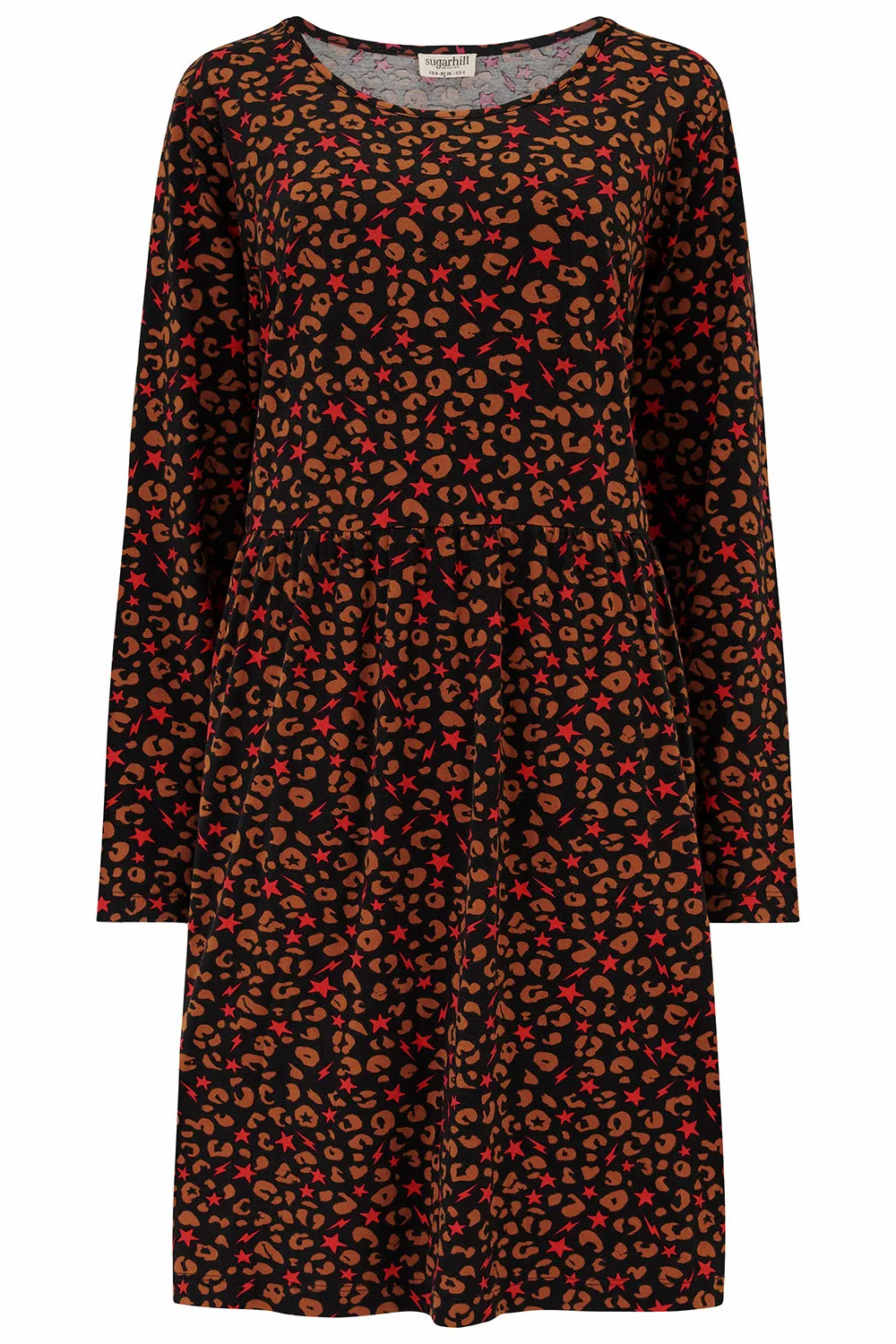 Caggie Smock Dress - Black, Star & Lightning Animal