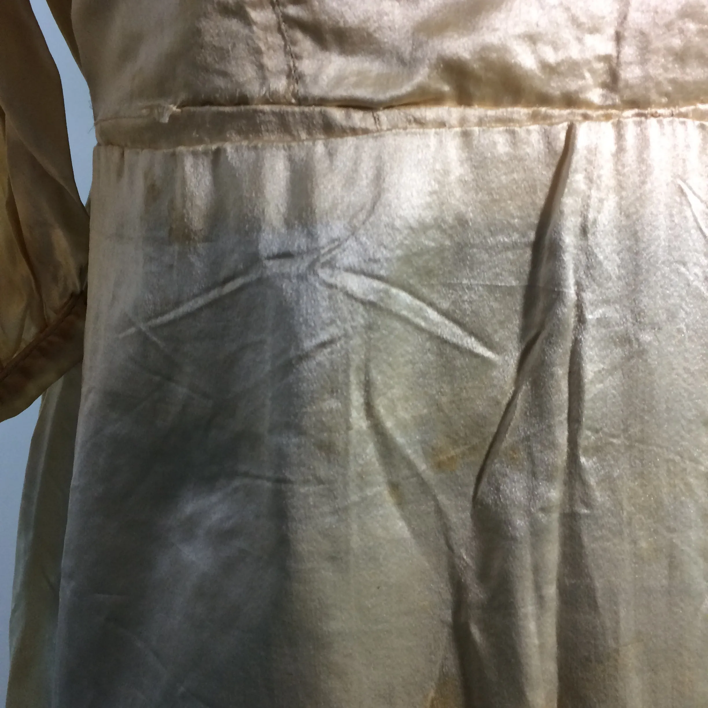 Candlelight Silk Regency Style Wedding Dress, Bodice and Corded Corset circa 1828