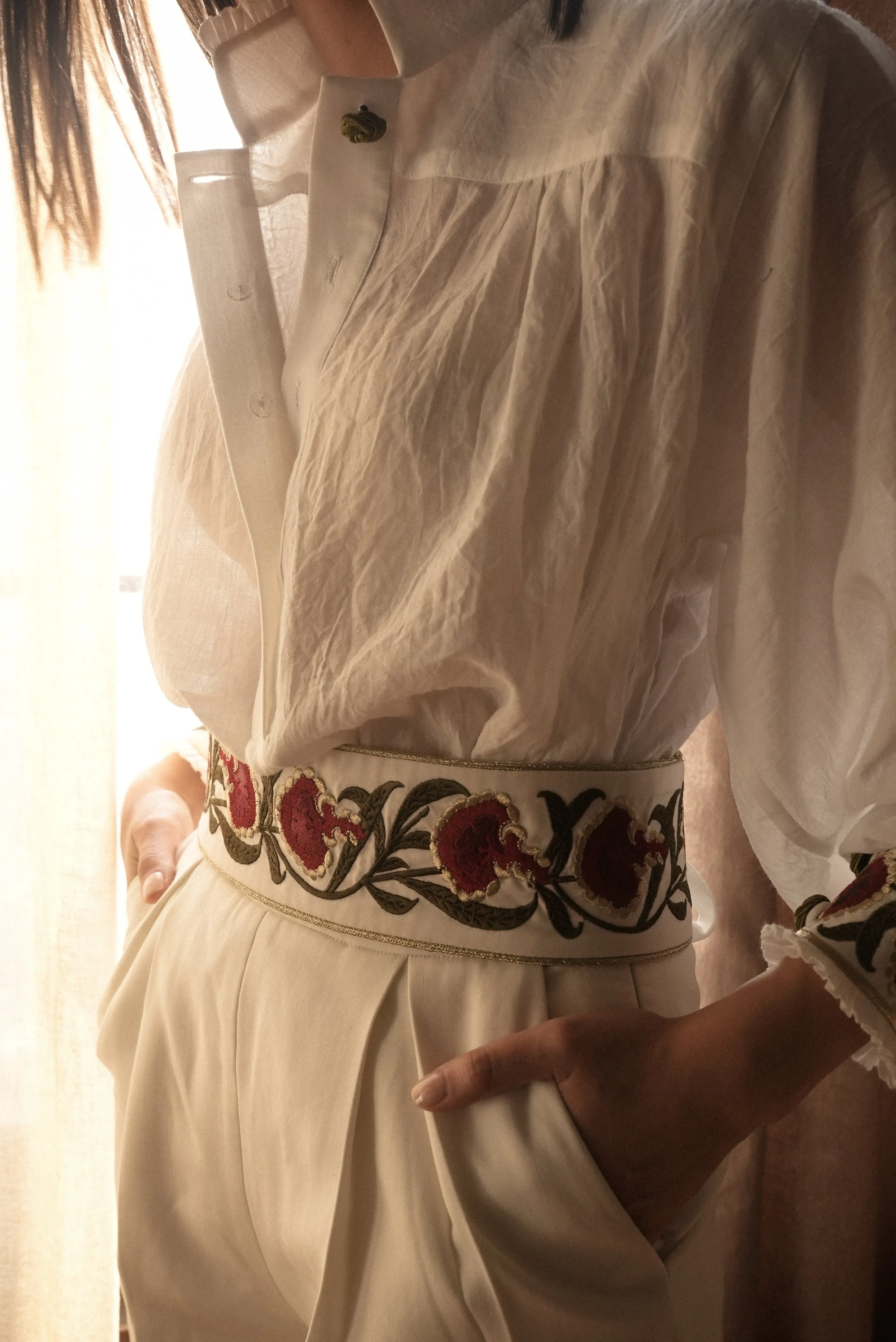 Carnation Belt- White/Red