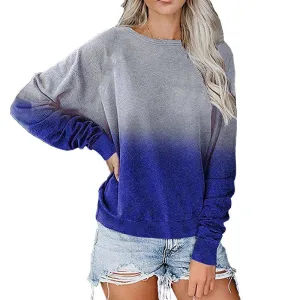 Casual Long Sleeves Pullover Gradient Hoodies