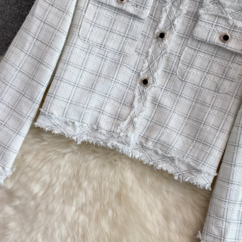 Celebrity xiaoxiangfeng woolen plaid coat female  1644