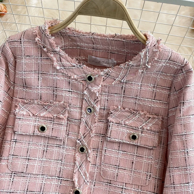 Celebrity xiaoxiangfeng woolen plaid coat female  1644