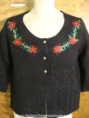 Cheap Holiday Sweater with Tacky Poinsettias